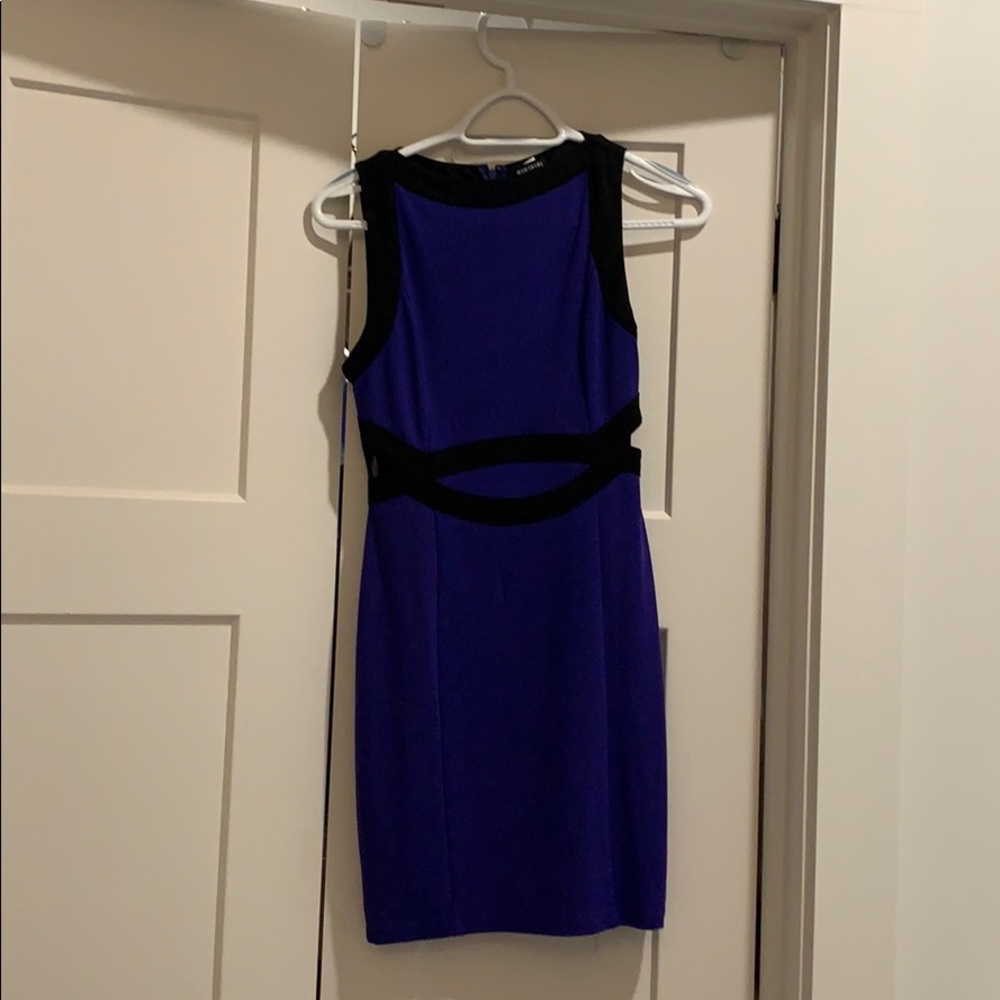 Fitted purple and black dress